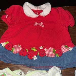 Okie Dokie Red Baby Dress with Strawberry Design